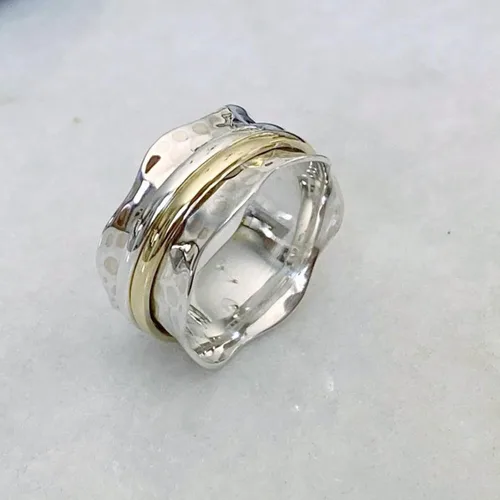 Miniatura 4 de Boho Spinner Ring, Mothers Day Gift, Silver 925 Women Ring, Sterling Silver 925 Ring, Fidget Spinner Ring,Women Silver Anxiety Ring