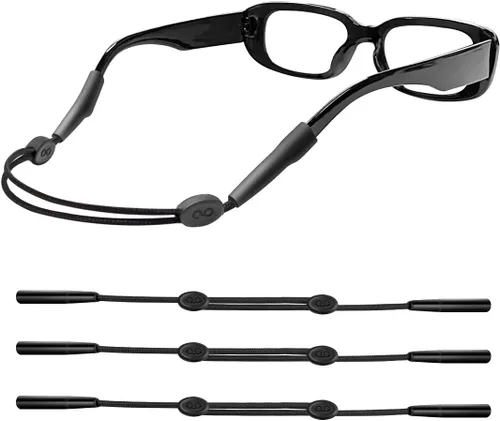 Correa deportiva para lentes de sol, correa para niños, hombres y mujeres, 3 correas para lentes de sol, correa ajustable para gafas, color negro