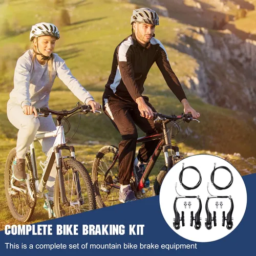 Miniatura 7 de Riakrum 2 juegos de frenos de bicicleta que incluyen 2 pares de frenos tipo V con 2 cables de freno y 4 tapas de extremo de cable para bicicletas