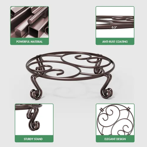 Miniatura 2 de Yimobra Paquete de 2 soportes para macetas resistentes para macetas para interiores y exteriores, metal a prueba de óxido, contenedor de jardín