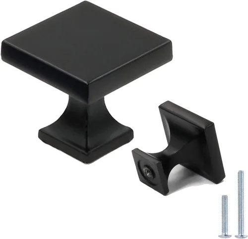 Miniatura 11 de Peaha PH6785BK - Paquete de 15 pomos negros para gabinete, tiradores cuadrados para pomos de cajón para cocina, tocador y baño Negro-Cuadrado 1