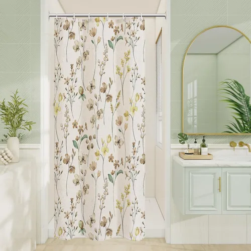 Miniatura 22 de Litabel Cortina de ducha con diseño floral de acuarela, cortina de ducha de flores de mariposa azul para baño, juego de cortina de ducha moderna