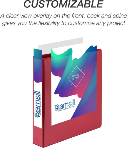 Miniatura 306 de Samsill - Carpeta duradera de 5 pulgadas, fabricada en los Estados Unidos, con anillos en D, transparente y personalizable, color blanco