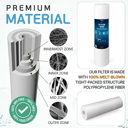 Miniatura 5 de Ronaqua Cartucho de filtro de agua de repuesto de sedimentos grandes de 20 x 4.5 pulgadas, 5 micras, certificado NSF, para toda la casa, compatible