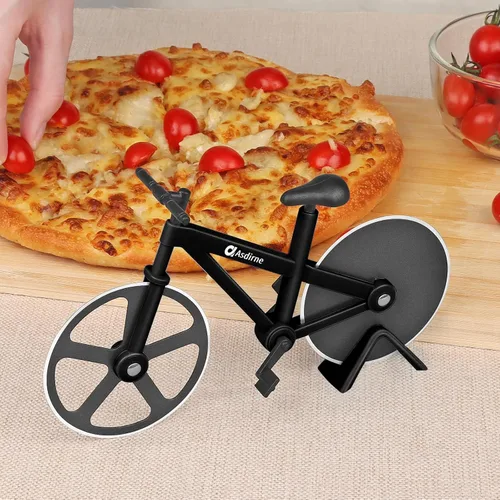 Miniatura 6 de Asdirne Cortador de pizza, rueda de corte de pizza para bicicleta con cuchillas antiadherentes de acero inoxidable súper afiladas, regalo novedoso