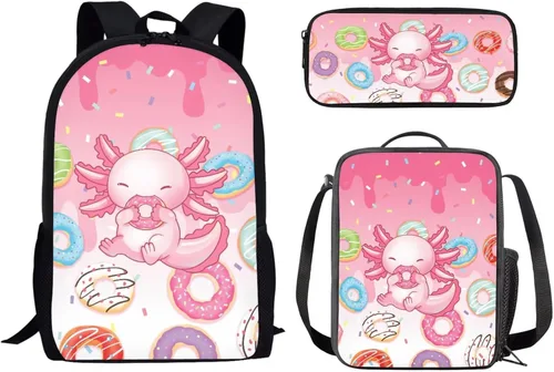 Miniatura 13 de Paquete de 3 bolsas escolares con estampado de bandera estadounidense para niños, mochila de gran capacidad para laptop, con cremallera, estuche