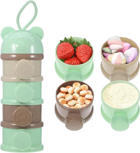 Dispensador de fórmula: Contenedor de fórmula apilable de 4 compartimentos para viajes - Caja portátil de almacenamiento de leche para bebés en
