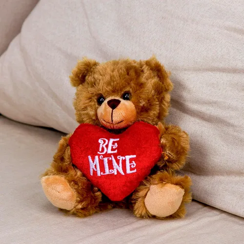 Miniatura 5 de Plushland Oso de Peluche Mocha Corazón - Sé Mío - Oso de Peluche para Niños y Adultos - Almohada de Corazón Bordado - Marrón - 6 pulgadas