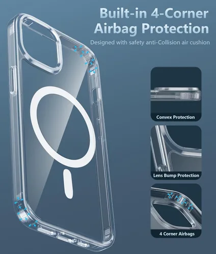 Miniatura 605 de FNTCASE Funda para iPhone 13 Pro-Max: Fundas magnéticas transparentes compatibles con Magsafe Slim anti amarillamiento protección contra caídas