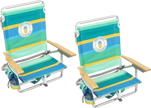 Miniatura 10 de Tommy Bahama - Silla de playa plegable con 5 posiciones, diseño clásico y plano con mochila, enfriador y portavasos, silla de playa portátil