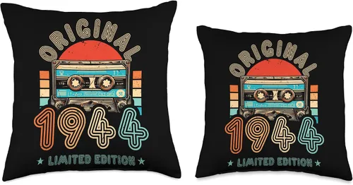 Miniatura 3 de Retro Limited Edition 1944 Cassette Tape 80th Birthday Throw Pillow