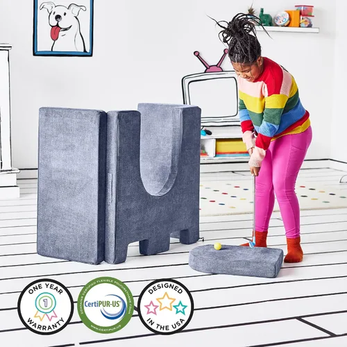 Miniatura 6 de Yourigami Castillo de Juego para Niños y Niños Pequeños, Juego de Complementos de Sofá para Sala de Juegos, Diseño Modular Duradero, Blue Lagoon