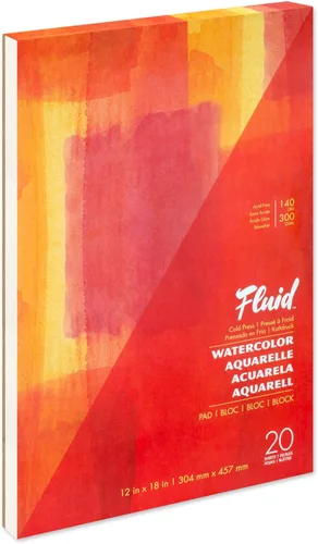 Miniatura 14 de Bloque de papel de acuarela fluida, 6 x 8 pulgadas, 15 hojas, 140 libras (300 g/m²), bloque prensado en frío para pintura artística y medios húmedos