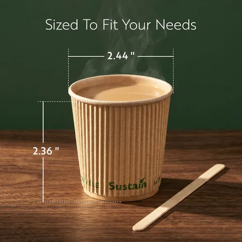 Miniatura 2 de Restaurantware Tazas de café de papel de 4 onzas, paquete de 500 tazas aisladas de pared ondulada, para bebidas calientes, papel kraft resistente a
