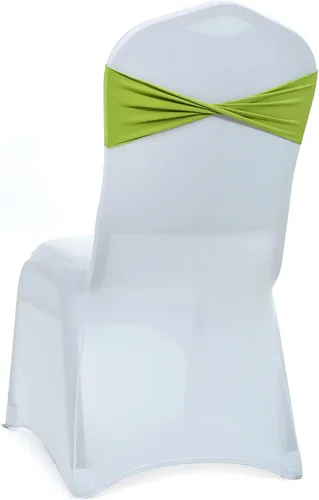 Miniatura 30 de MDS Paquete de 100 bandas de elastano para silla, bandas lisas sin hebilla, reutilizables, elásticas, para decoración de bodas, recepciones, Azul