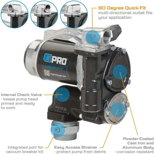 Miniatura 6 de GPRO - Bomba de transferencia de combustible Serie V25, sólo bomba, 25 GPM, 12 voltios (170000-01)