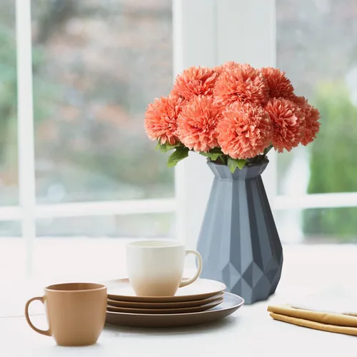 Miniatura 2 de CCINEE 12 flores artificiales de otoño, bola de crisantemo, arreglo floral de seda otoñal, ramo de flores falsas, hortensias de tallo largo