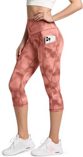Miniatura 9 de ODODOS - Leggings capri de cintura alta para mujer con bolsillos, control de abdomen, no se transparentan, para entrenamiento atlético, running