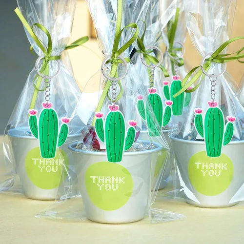 Miniatura 2 de Paquete de 24 llaveros de cactus para fiesta de Acción de Gracias, baby shower, cumpleaños, boda, bolsas de regalos, relleno de calcetines