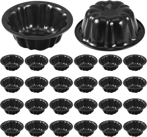 Miniatura 11 de Ctosree 8 piezas de 4 pulgadas estriado mini molde para pasteles antiadherente estriado molde de acero al carbono tubo de metal horno horno molde