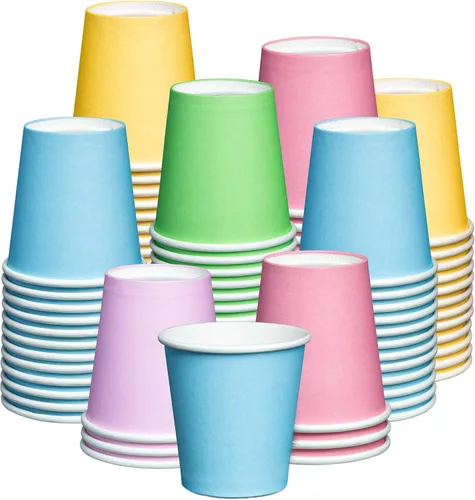 GUSTO [3 onzas – 300 vasos de papel pequeños, mini vasos desechables para enjuague bucal para baño, varios colores (paquete anteriormente cómodo)