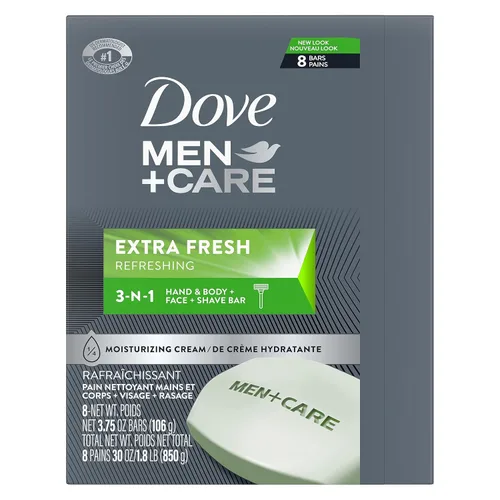 Miniatura 5 de DOVE MEN + CARE Limpiador de barra 3 en 1 para cuerpo, cara y afeitado, limpiador corporal y facial extra fresco, más hidratante que el jabón