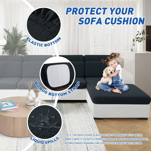 Miniatura 5 de MAXIJIN Fundas impermeables para cojín de sofá Fundas elásticas para asiento de sofá Fundas lavables, Fundas seccionales para cojines de exterior