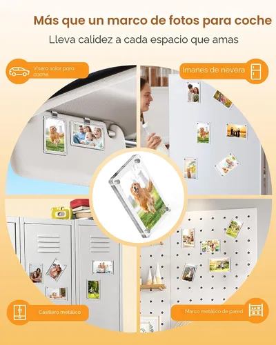 Miniatura 6 de 2 soportes para fotos de automóvil para visera solar – Clip magnético de 2.4 x 3.5 pulgadas para visera de automóvil, pantalla de fotos horizontal