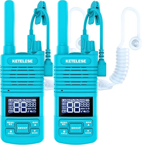 Miniatura 10 de KETELESE T1 FRS Walkie Talkie Set para adultos, radio bidireccional de largo alcance, con auricular de radio familiar Walkie-Talkie, NOAA, VOX