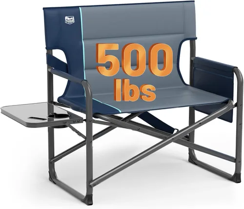 Timber Ridge Silla de director plegable extra ancha XXL con mesa auxiliar, sillas de campamento resistentes de 500 libras para adultos, silla de