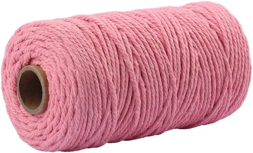 Miniatura 18 de Cuerda de algodón para macramé de 109 yardas de 0.118 pulgadas, 4 hebras trenzadas, cuerda para envolver colgadores de plantas, tejer, suministros