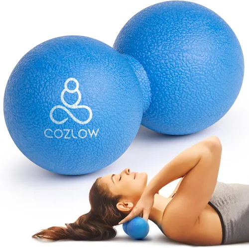 Miniatura 12 de COZLOW Bola de masaje de silicona doble lacrosse - Azul cobalto - Rodillo de punto de activación de maní para movilidad, terapia de tejido profundo
