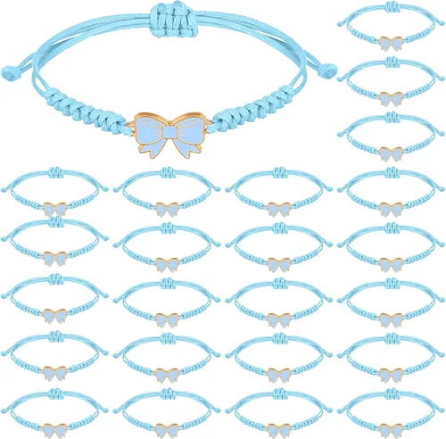 Miniatura 12 de Liliaafar Paquete de 24 Pulseras de Cuerda de Trenza de Lazo Coqueta, Regalo a Granel, Pulseras Ajustables de Cuerda Trenzada para Animadoras, Ideal