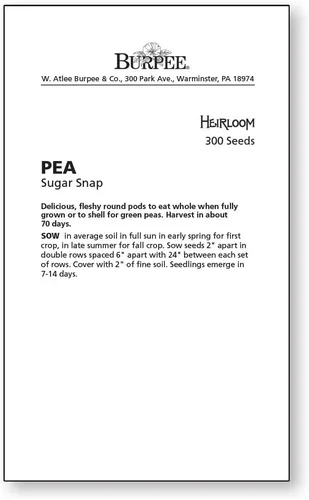 Miniatura 7 de Burpee Sugar Snap Pea Seeds 300 semillas