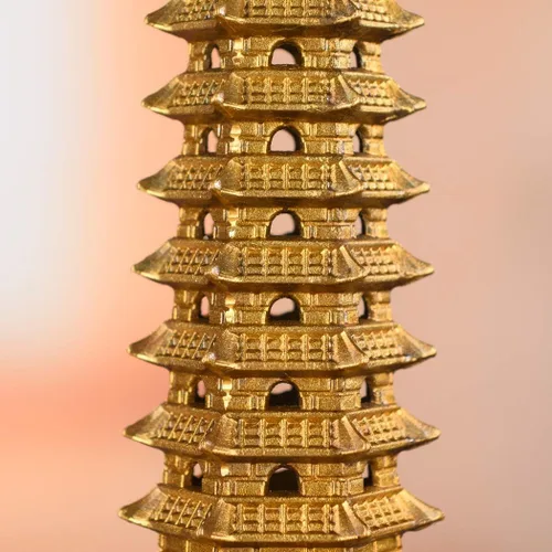 Miniatura 5 de BRASSTAR Estatua de Feng Shui de latón Wenchang Pagoda Capa 9 Torre 9.4 "Longitud Escultura Oficina Hogar Escritorio Decoración Artefactos Atraer
