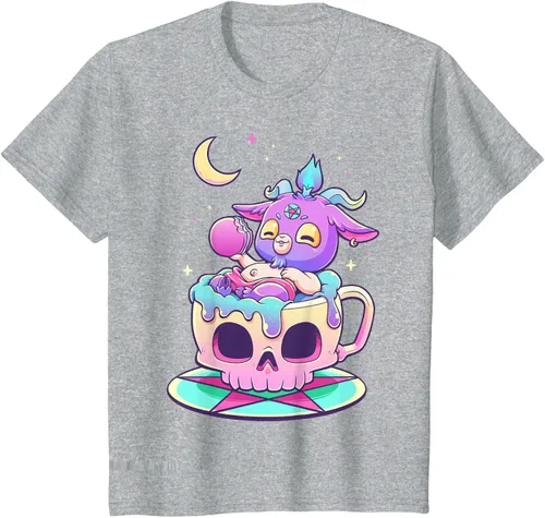 Miniatura 38 de Kawaii Pastel Goth Cute espeluznante Pentáculo Baphomet - Camiseta de cabra, Negro
