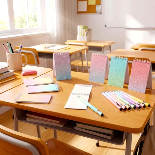 Miniatura 5 de Sherr Juego de 16 bolígrafos y cuadernos con purpurina, mini bloc de notas en espiral, bolígrafos elegantes para niños y niñas, lentejuelas