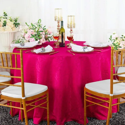 Miniatura 5 de Manteles redondos de poliéster damasco de jacquard marqués de 90 pulgadas para restaurante, cocina, comedor, boda, fiesta, banquete, eventos