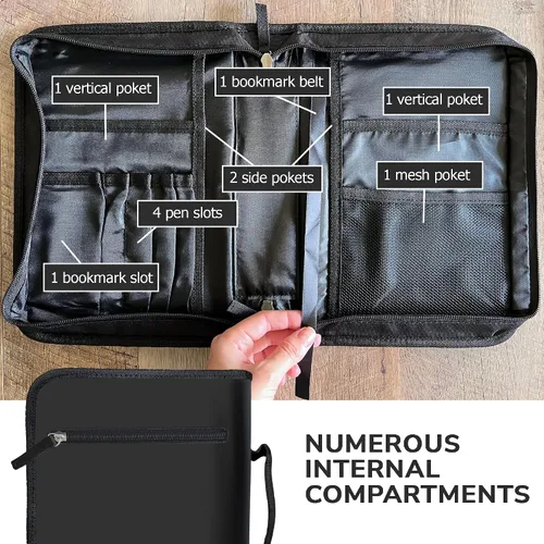 Miniatura 51 de DEHITE Funda para la Biblia para mujer, bolsas de transporte de la Biblia, tamaños medianos y grandes, ranuras para bolígrafos, tela de primera