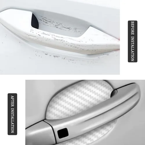 Miniatura 3 de 8 unidades de calcomanías para manija de puerta de coche, protector antiarañazos de fibra de carbono para taza de puerta de coche, película