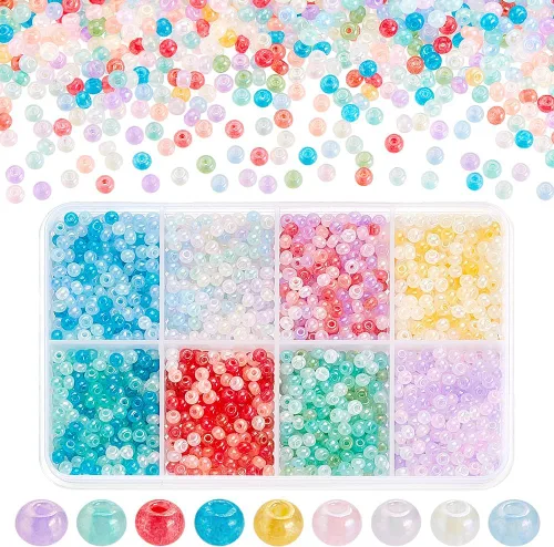 Miniatura 11 de PH PandaHall 1800 piezas Cuentas de semillas de fantasía nubladas de 6 colores 3mm Cuentas de vidrio cremoso Cuentas redondas para la cintura