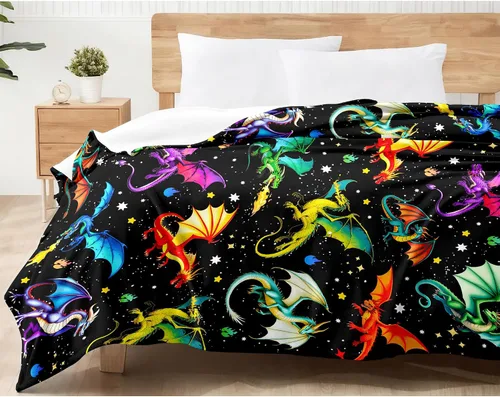 Miniatura 6 de Manta de dragón de franela suave para regalar a los amantes del dragón, para niños, niñas, mujeres y adultos, 50 x 40 pulgadas