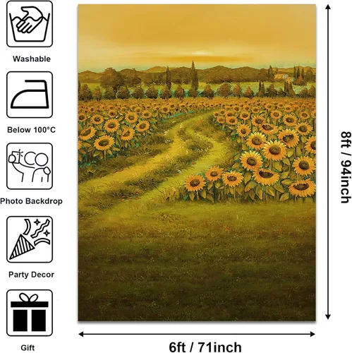 Miniatura 2 de Avezano Pintura Girasol Fotografía Telón de fondo Girasol Campo Arte de Recién Nacido Retratos Fondo Naturaleza Campo Pintura al óleo Accesorios