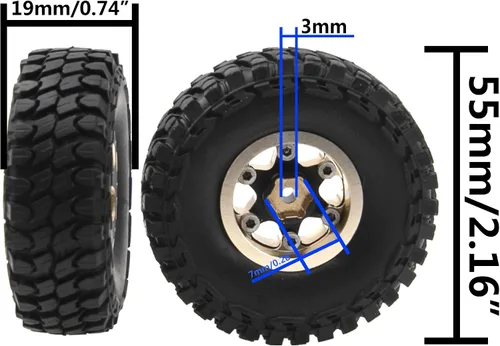 Miniatura 7 de ShareGoo Brass 1.0 Beadlock llanta de rueda y neumático de goma de 2.16 pulgadas con espuma compatible con Axial SCX24 AXI90081 AXI00001 AXI00002