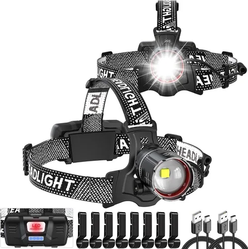 Miniatura 10 de ATDOALL Linterna frontal LED superbrillante, lámpara de cabeza recargable de alto lúmenes con sensor de movimiento, 5 modos, IPX5 impermeable, 90°