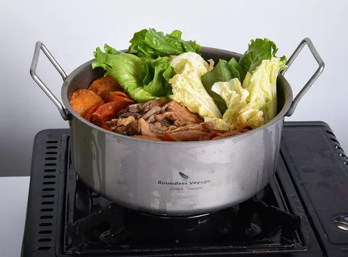 Miniatura 8 de Boundless Voyage Olla de titanio de 2 litros con tapa con mango plegable para sopa para acampar al aire libre, senderismo, picnic, cocina, 2L-Ti2054C