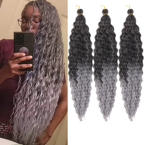 Miniatura 45 de 3 trenzas de ganchillo Passion Twist, cabello sintético preseparado para trenzar de 14 pulgadas, 3 paquetes de cabello trenzado pretrenzado