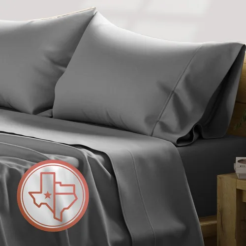 Miniatura 44 de TEXAS LINEN CO. Juego de sábanas de algodón egipcio Split King - 600 número de hilos, 5 piezas, sábanas blancas para cama ajustable, fibra 19: Raya