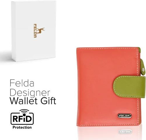 Miniatura 6 de Cartera de piel auténtica RFID para mujer multicolor 10 ranuras para tarjetas
