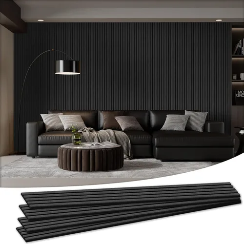 Miniatura 16 de Paquete de 4 paneles acústicos de pared de 105.9" x 12.6" x 0.8" que absorben sonido, paneles de pared de listones de madera para decoración de Teca